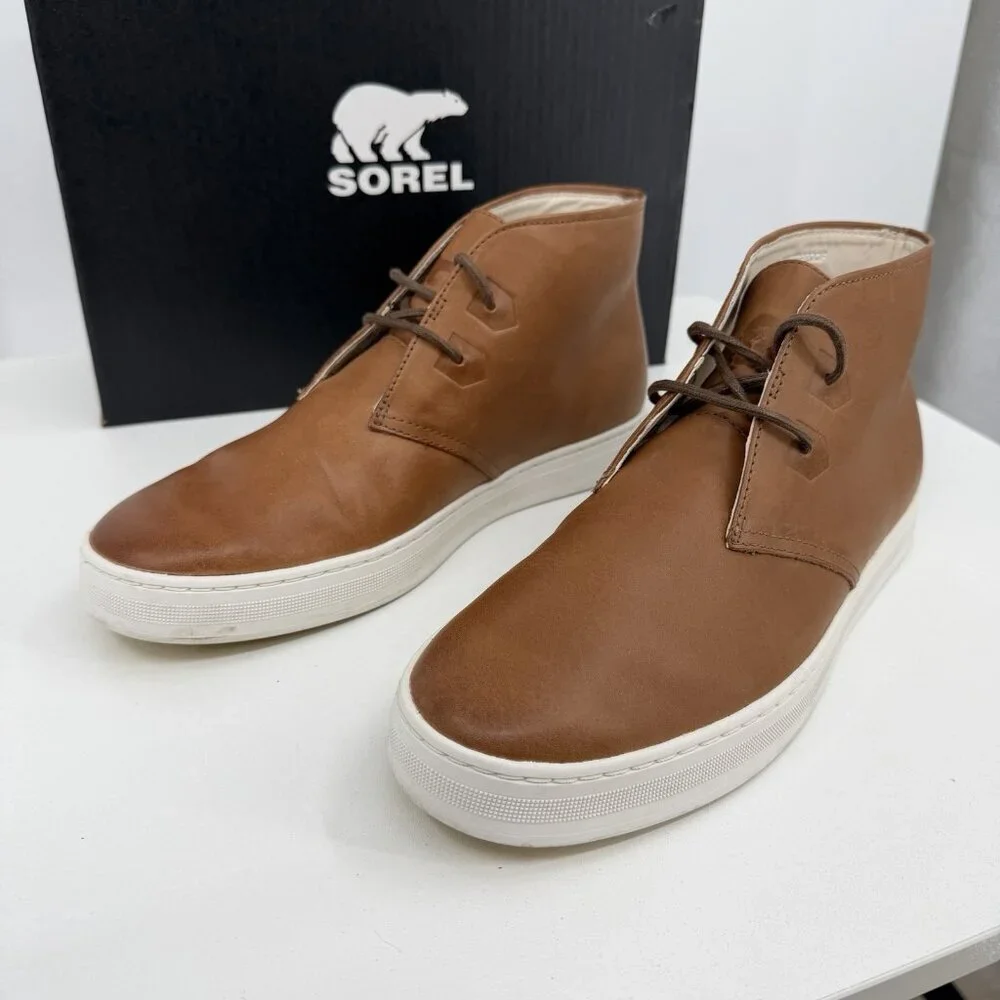 Sorel Men's Caribou Mod Chukka Boots size 8 Waterproof Brown Leather, Sea Salt
